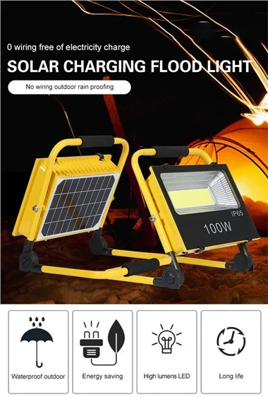 Batteridrevet LED-flomlys med solenergi-backup