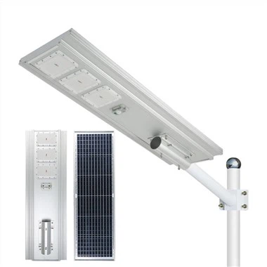 Solcellegatelys med stang og batteri